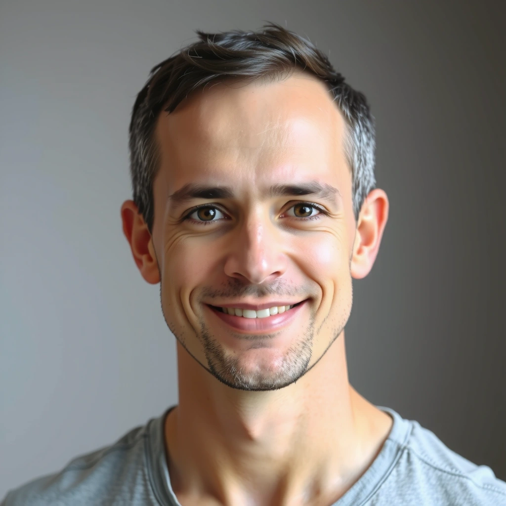 Portrait of a male yoga instructor with a calm expression