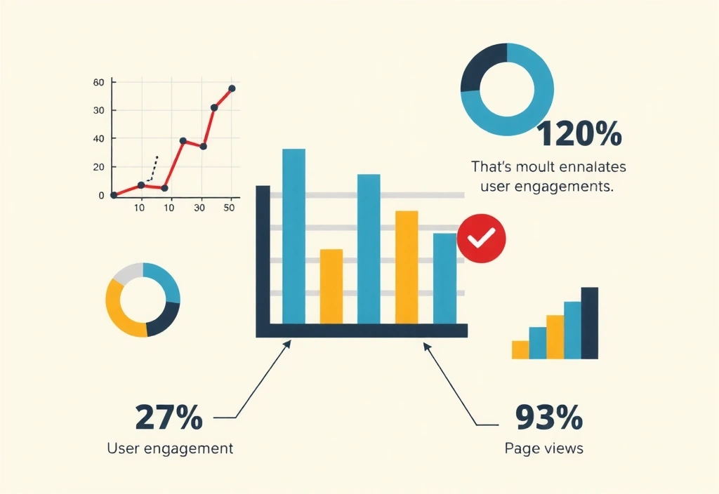 Graph and charts representing website analytics data