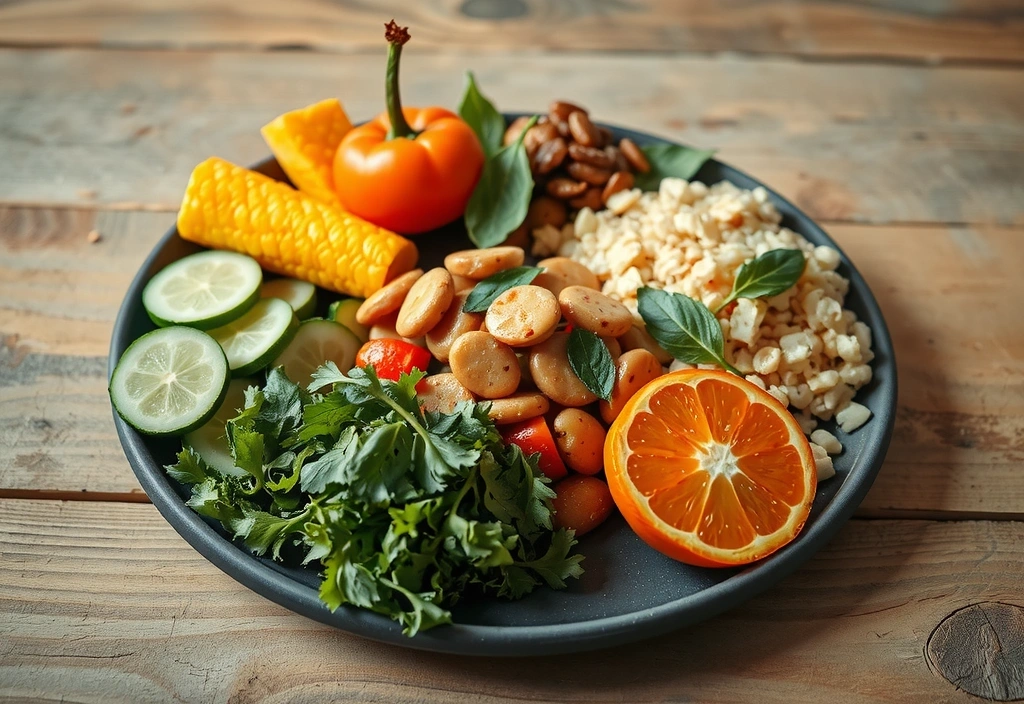 Healthy and colorful vegetarian meal